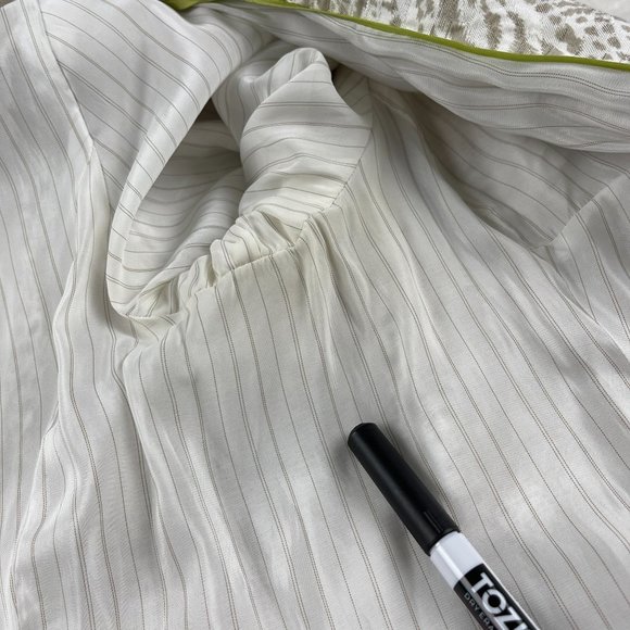 Coldwater Creek Jacquard Animal Print Blazer Womens PL Beige Open Front Ruched - Picture 7 of 12